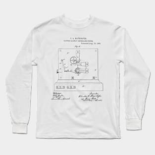 Electric Railway Controlling System Vintage Retro Patent Hand Drawing Funny Novelty Gift Long Sleeve T-Shirt